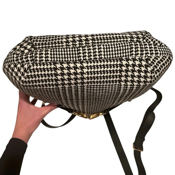 NWOT Talbots Black and Whitete Houndstooth Purse with gold Accents - Picture 3 of 9
